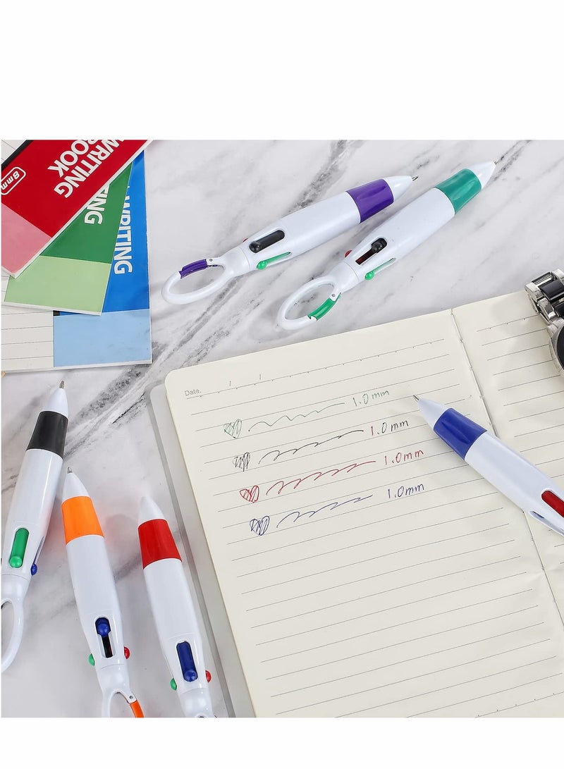 KASTWAVE Multicolor Ballpoint Pen, Retractable Shuttle, 4-in-1 12 Counts, 1.0mm with Carabiner Clip for Office School Supplies Students Adults Kids - Image 4
