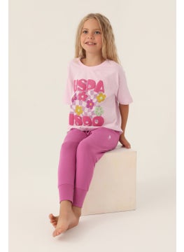 Base. Polo Assn Licensed Printed Purple Girls' Pajama Set