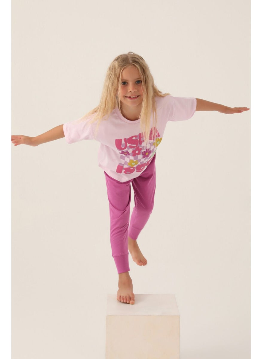 U.S. Polo Assn. - Base. Polo Assn Licensed Printed Purple Girls' Pajama Set - Image 1