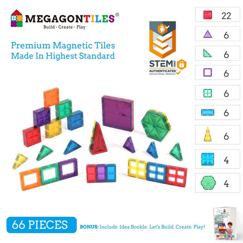 MEGAGONTILES مجموعة بلاط مغناطيسي مميزة MEGAGONTILES 66 قطعة متعددة الأضلاع - Image 3