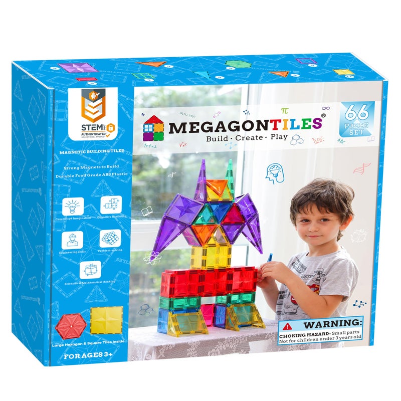 MEGAGONTILES مجموعة بلاط مغناطيسي مميزة MEGAGONTILES 66 قطعة متعددة الأضلاع - Image 2