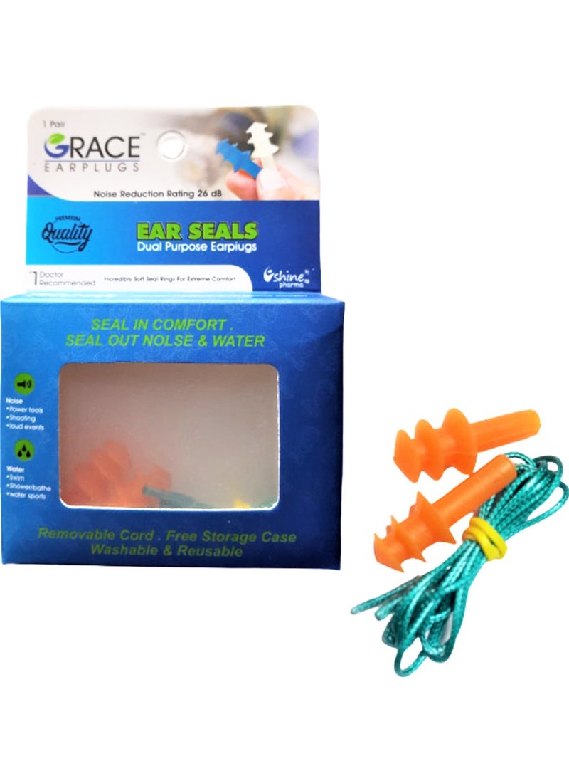 جريس سدادات أذن ثنائية الغرض لتقليل الماء والضوضاء - تصنيف 26 ديسيبل متعدد الالوان - Image 1