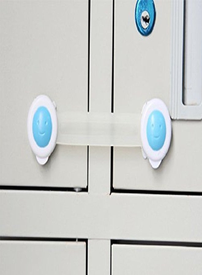 SYGA 20 Pcs Baby Safety Locks | Child Proof Cabinets, Drawers, Appliances, Toilet Seat, Fridge and Oven | Tools Not Required | Uses Dual Adhesive Tape and Latch System (Blue Smiley) - Image 3