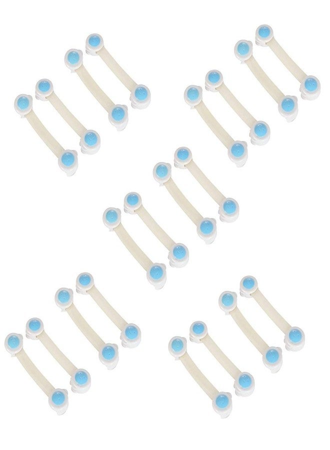 SYGA 20 Pcs Baby Safety Locks | Child Proof Cabinets, Drawers, Appliances, Toilet Seat, Fridge and Oven | Tools Not Required | Uses Dual Adhesive Tape and Latch System (Blue Smiley) - Image 1