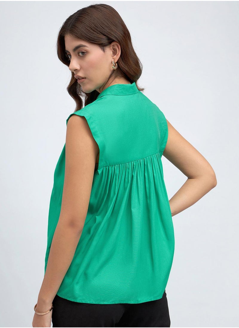 Dennis Lingo Green Shirt for Women - Modal Fabric, Regular Fit  - Image 3