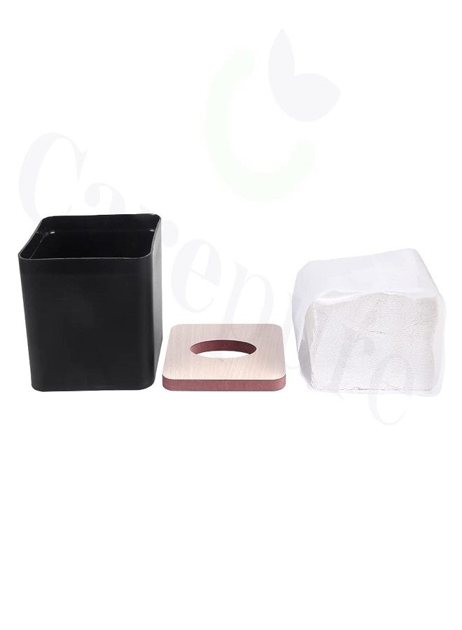 Carepure Pop Up Table Top Removable Bamboo Wooden Cover Tissue Box Dispenser Holder Square (Black-9) - Image 5