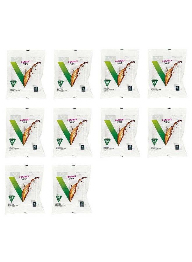 Hario 10 مجموعة من فلاتر القهوة الورقية البيضاء هاريو 02 عدد 100، مجموعة قيمة 10 عبوات (إجمالي 1000 ورقة) - Image 1