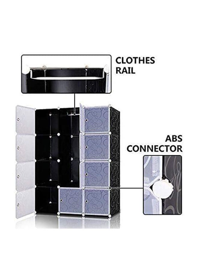 Yameem 12 Cubes Wardrobe Storage, 12 Cube Storage Organizer, 12-Cube Closet Shelves, DIY Plastic Closet Cabinet, Modular Bookcase, Storage Shelving with Doors for Bedroom, Living Room, Office (Black) - Image 2
