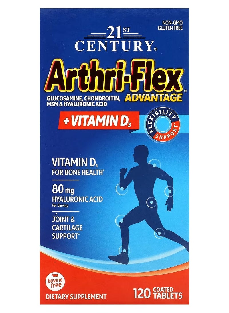 القرن الحادي والعشرون القرن الحادي والعشرين، Arthri-Flex Advantage + فيتامين D3، 120 قرصًا مغلفًا - Image 1