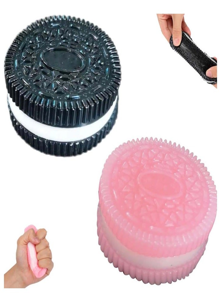 JOLLITY LLC Handmade Silicone for Jumbo Oreo Stress Relief Squishy Toy Mochi Taba Squishy New Fidget Toy Biscuit Pinching Toy 2 pcs - Image 1