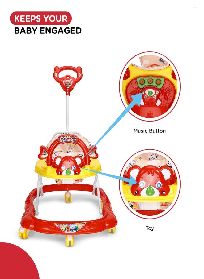 KIDBITKART 360 Baby Walker Kids Activity Rattle Toys for Babies Cycle, Adjustable Height, Thick, Safe & Comfortable Seat, Rotatable Wheel, Music & Parent Handel Rod, for 6 to 20 Months red - Image 4
