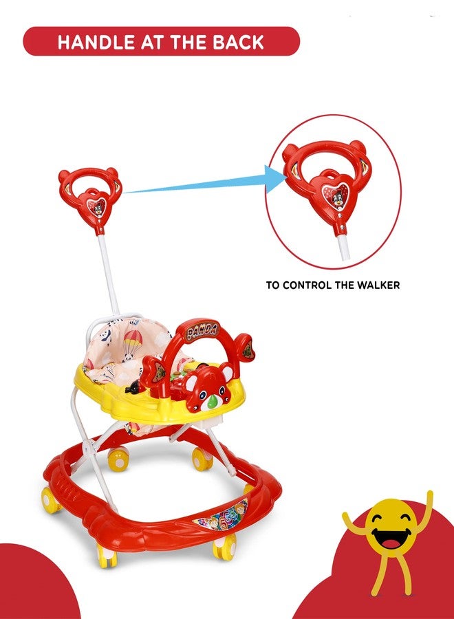 KIDBITKART 360 Baby Walker Kids Activity Rattle Toys for Babies Cycle, Adjustable Height, Thick, Safe & Comfortable Seat, Rotatable Wheel, Music & Parent Handel Rod, for 6 to 20 Months red - Image 3