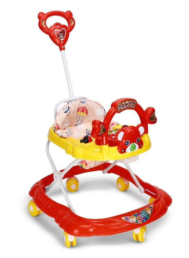 KIDBITKART 360 Baby Walker Kids Activity Rattle Toys for Babies Cycle, Adjustable Height, Thick, Safe & Comfortable Seat, Rotatable Wheel, Music & Parent Handel Rod, for 6 to 20 Months red - Image 1