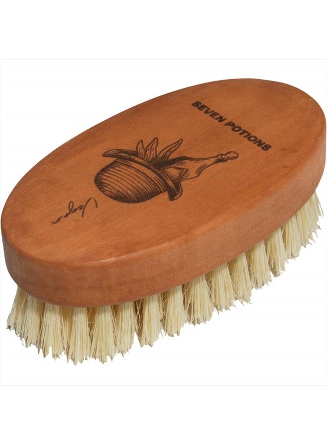Seven Potions Vegan Beard Brush for Men — 100% Sisal Plant Fibre & Pear Wood — Firm Bristles to Gently Tame/Soften/Exfoliate – 100% Natural, Non-Synthetic - Image 1