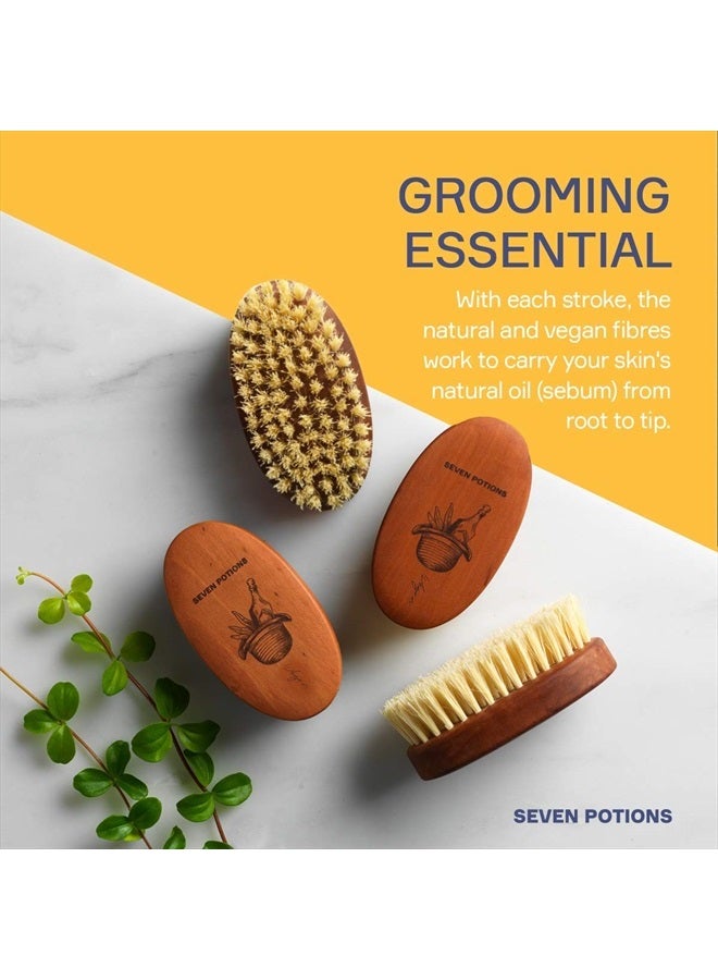 Seven Potions Vegan Beard Brush for Men — 100% Sisal Plant Fibre & Pear Wood — Firm Bristles to Gently Tame/Soften/Exfoliate – 100% Natural, Non-Synthetic - Image 2