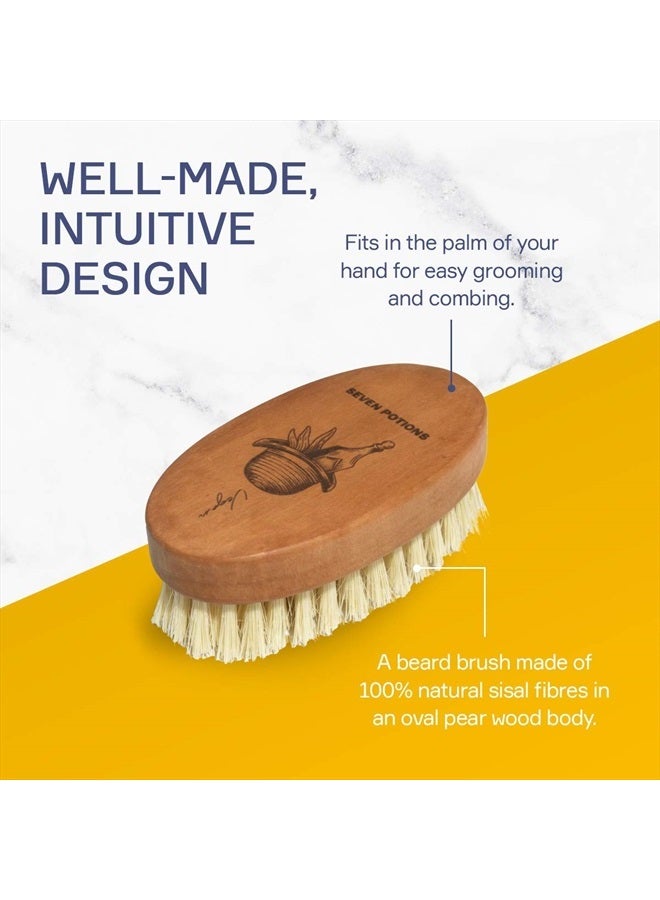 Seven Potions Vegan Beard Brush for Men — 100% Sisal Plant Fibre & Pear Wood — Firm Bristles to Gently Tame/Soften/Exfoliate – 100% Natural, Non-Synthetic - Image 5