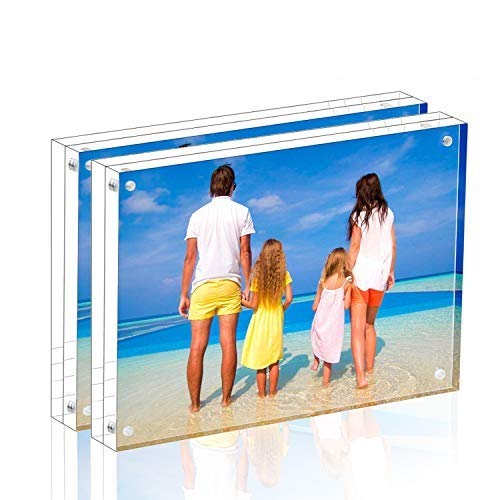 Meetu Acrylic Picture Frame 5x7 Tabletop Photo Frame Magnetic Double Sided Frame Free Standing Desktop for Display Document Certificate Photograph Artwork in Office Room