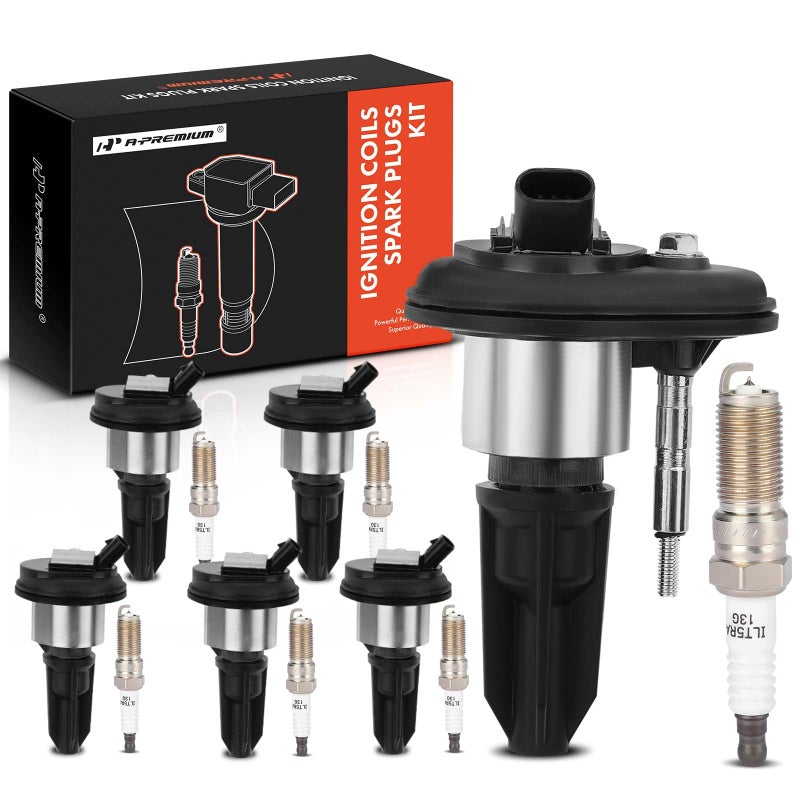 APremium Set of 6 Ignition Coil Pack and Iridium Spark Plugs Compatible with Chevy Trailblazer Colorado GMC Canyon Envoy XL XUV Isuzu Ascender Oldsmobile Bravada 42L 35L 28L