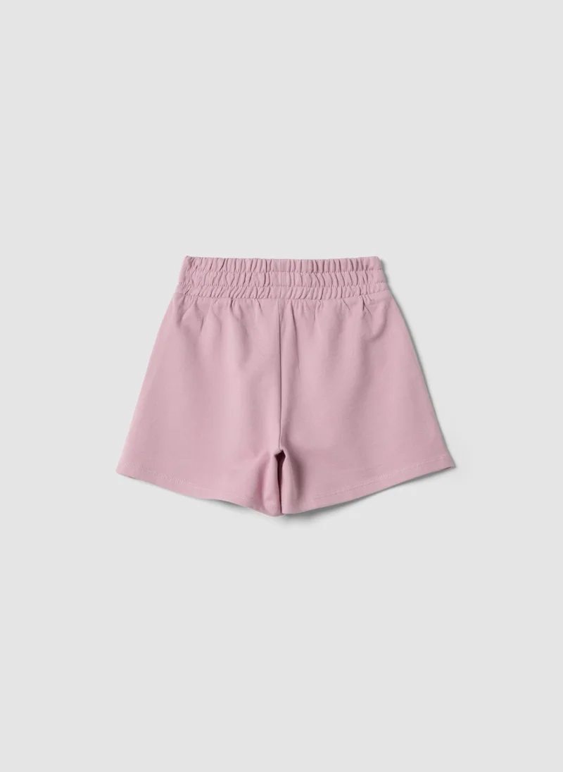 او في اس OVS Girlsâ€™ Pink Pure Cotton Shorts With Elasticated Waistband