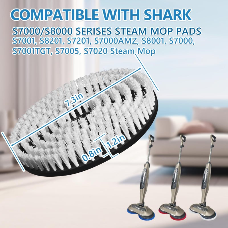 Dnxbzfb 4 Pack S7001 Upgraded Steam Mop Replacement Brush Pads, Compatible with Shark S8201/S8001/S7201/S7000 Series Steam and Scrub Mop, Nylon Bristle for Polishing Hard Floors (2 White, 2 Gray) - Image 2