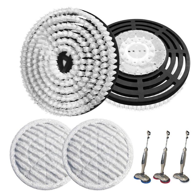 Dnxbzfb 4 Pack S7001 Upgraded Steam Mop Replacement Brush Pads, Compatible with Shark S8201/S8001/S7201/S7000 Series Steam and Scrub Mop, Nylon Bristle for Polishing Hard Floors (2 White, 2 Gray) - Image 1