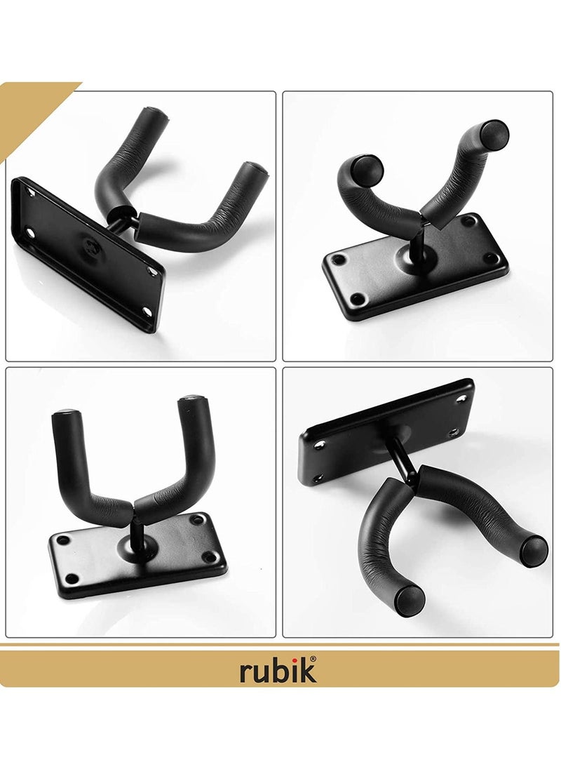 Rubik - Guitar Hanger and Guitar Wall Mount Bracket Holder for Acoustic and Electric Guitars Black (2 Pack) - Image 1