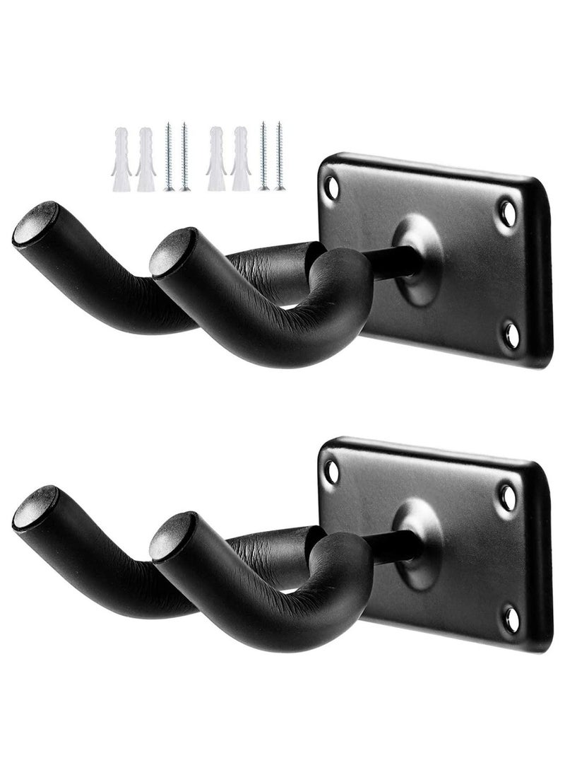 Rubik - Guitar Hanger and Guitar Wall Mount Bracket Holder for Acoustic and Electric Guitars Black (2 Pack) - Image 1