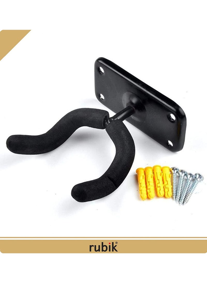 Rubik - Guitar Hanger and Guitar Wall Mount Bracket Holder for Acoustic and Electric Guitars Black (2 Pack) - Image 1