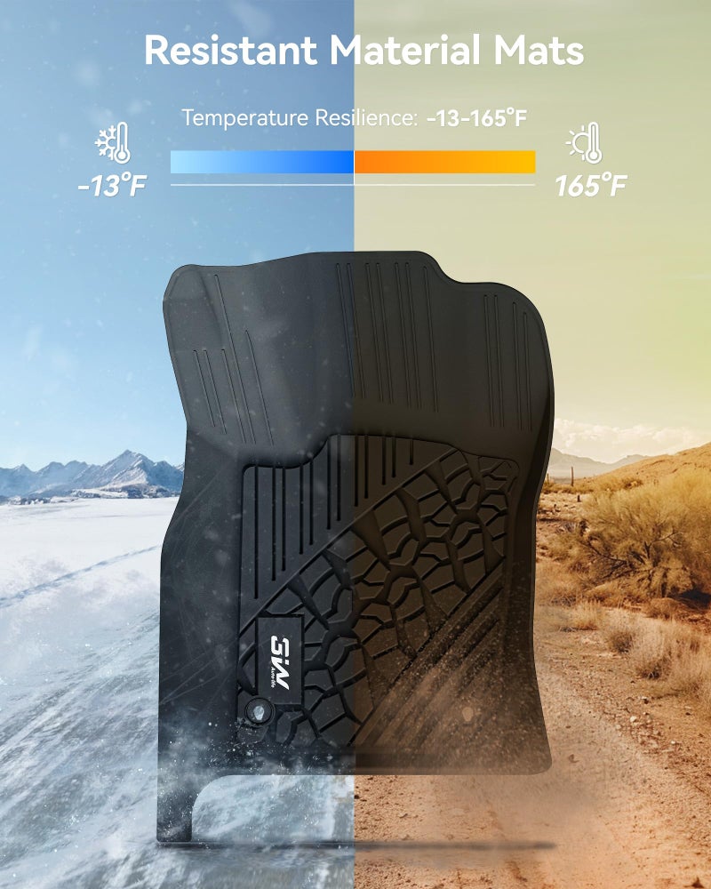3W Floor Mats Compatible for Jeep Grand Cherokee 2013-2015 (Non L) TPE All Weather Custom Fit Floor Liner 1st and 2nd Row Full Set Car Mats, Black - Image 4