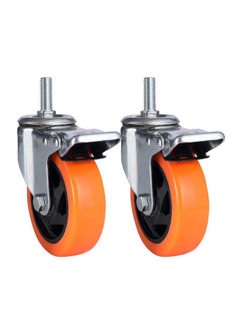 BMB tools 2-Piece 125mm Yellow PVC Caster - Swivel with Brake - Screw M12x30mm - Image 1