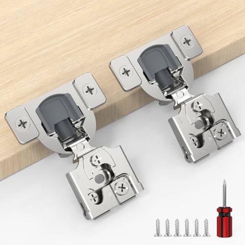 Furniware 20 Pack 10 Pairs 34 inch Overlay Soft Close Hinges for Face Frame Kitchen Cabinet Hinges Satin Nickel 3 Way Adjustability Concealed Soft Close Hinges Damper Self Closing - Image 1