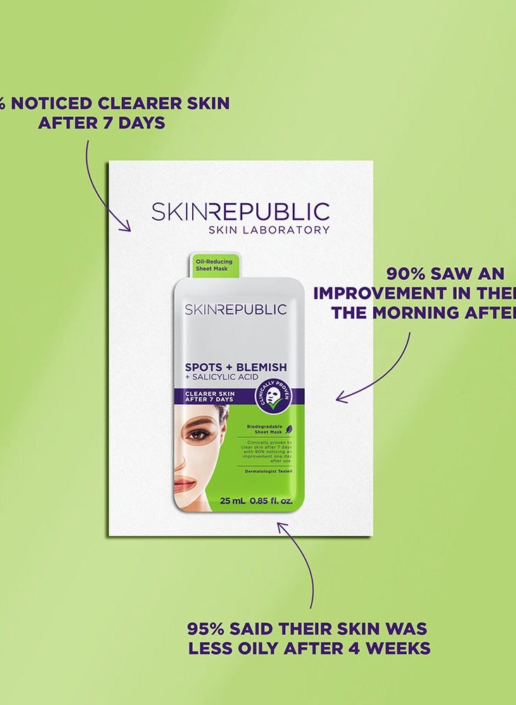 سكين ريبابلك قناع ورقي للوجه بحمض الساليسيليك (قناع واحد) - مصل مضاد للبقع مع بندق الساحرة وشجرة الشاي، ينظف البشرة في 7 أيام، يفتح المسام ويشدها ويقلل من ظهور البثور - Image 3