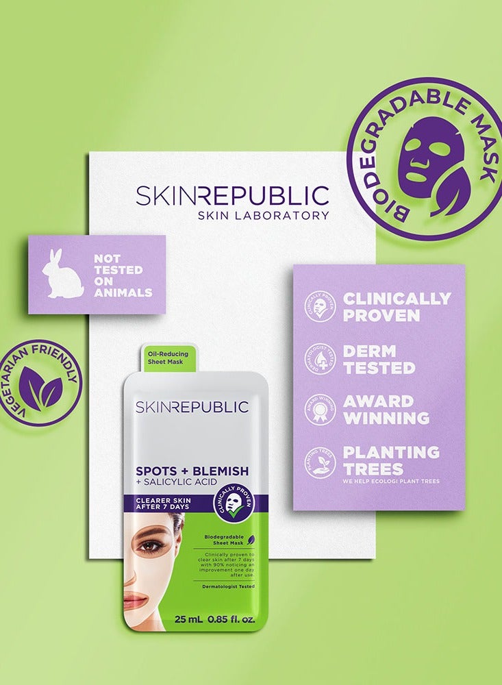 سكين ريبابلك قناع ورقي للوجه بحمض الساليسيليك (قناع واحد) - مصل مضاد للبقع مع بندق الساحرة وشجرة الشاي، ينظف البشرة في 7 أيام، يفتح المسام ويشدها ويقلل من ظهور البثور - Image 5