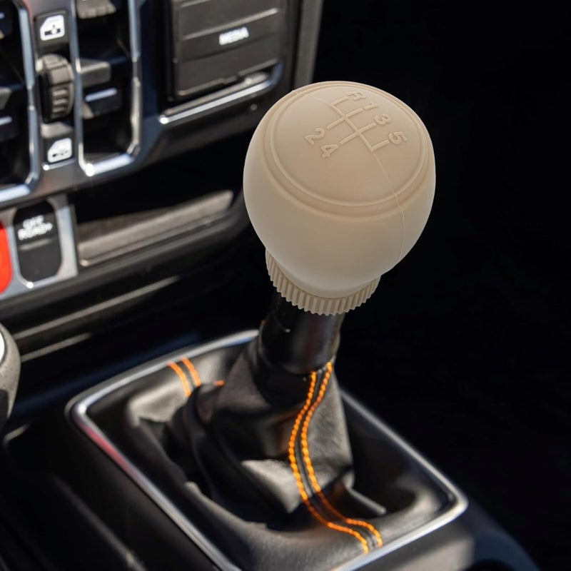 Universal Silicone Car Gear Shift Knob Covers 2pcs, Anti-Slip Manual Stick Shift Protector, Beige Round Gear Lever Head Covers for Automotive Interior Accessories - Image 5