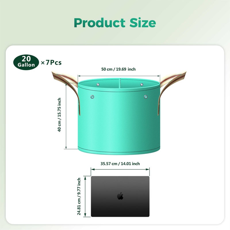 SPONDWILD 7 Pcs 20 Gallon Grow Bags, PE Garden Grow Bags for Plants with Branch-Binding Holes and Bottom Drain Holes, Ideal for Vegetables, Strawberries and Flowers - Image 2