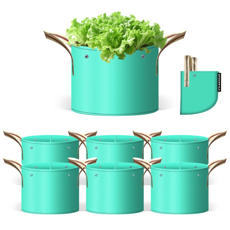 SPONDWILD 7 Pcs 20 Gallon Grow Bags, PE Garden Grow Bags for Plants with Branch-Binding Holes and Bottom Drain Holes, Ideal for Vegetables, Strawberries and Flowers - Image 1