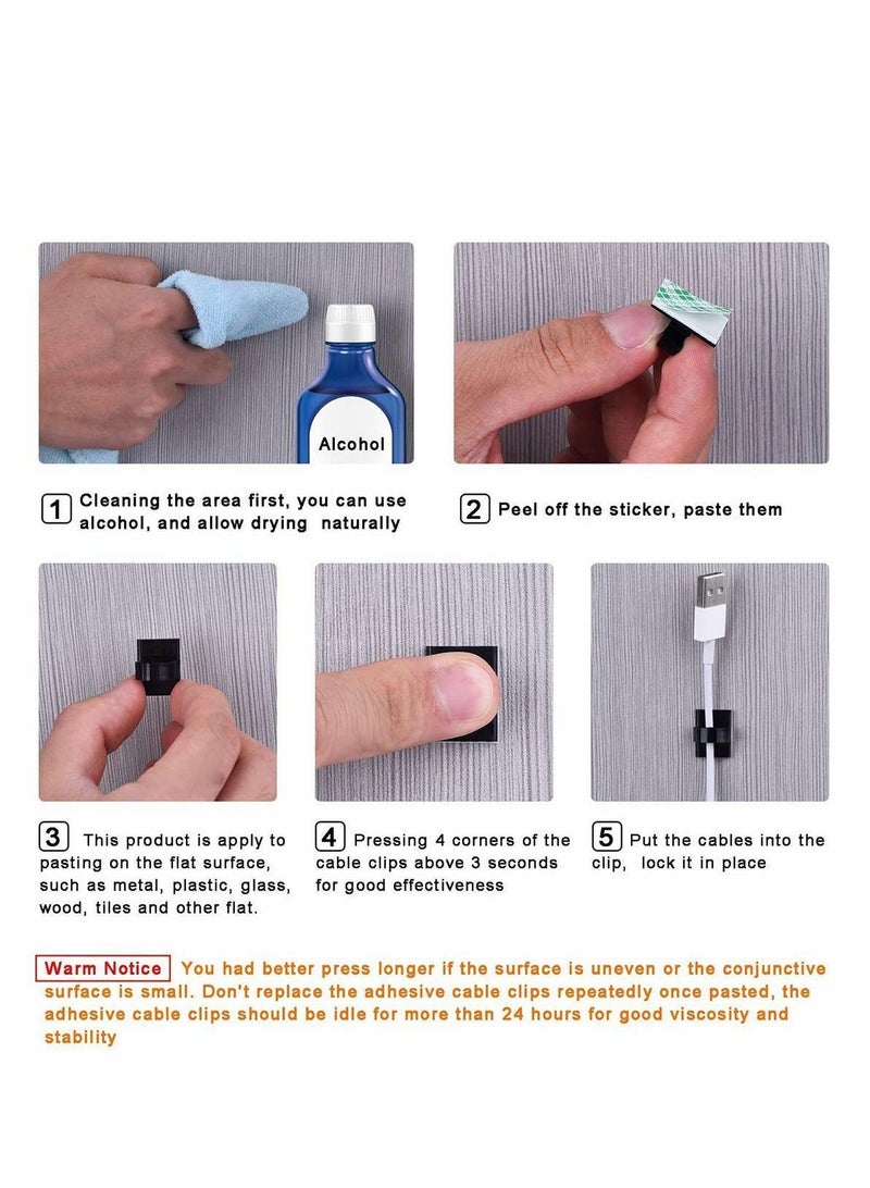 Y&D 100 Pcs Adhesive Cable Clips Upgraded Multifunctional Cord Holder Wire Organizer Clamp for Car Office and Home Management - Image 2