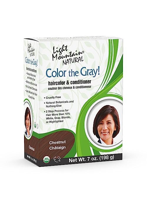 Light Mountain Light Mountain Henna Hair Color & Conditioner, Color the Gray - Chestnut Hair Dye for Men/Women, Chemical-Free Semi-Permanent Hair Color for White, Gray, Blonde, or Highlighted Hair, 7 Oz 