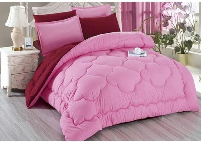 Generic Polycotton Double Comforter Winter Duvet Pink Maroon Queen Size