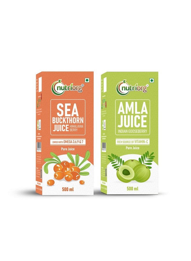 nutriorg Nutriorg Seabuckthorn Juice 500ml and Amla Juice 500ml | Immunity Booster - Image 1