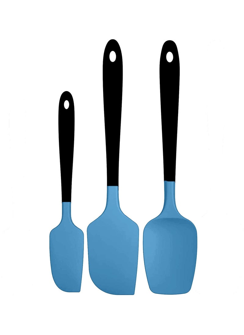 Trifecta Trifecta Silicone Spatula Set 480F High Heat Resistant Nonstick Small and Large Kitchen Spatulas Utensils for Cooking Set of 3Blue  - Image 1