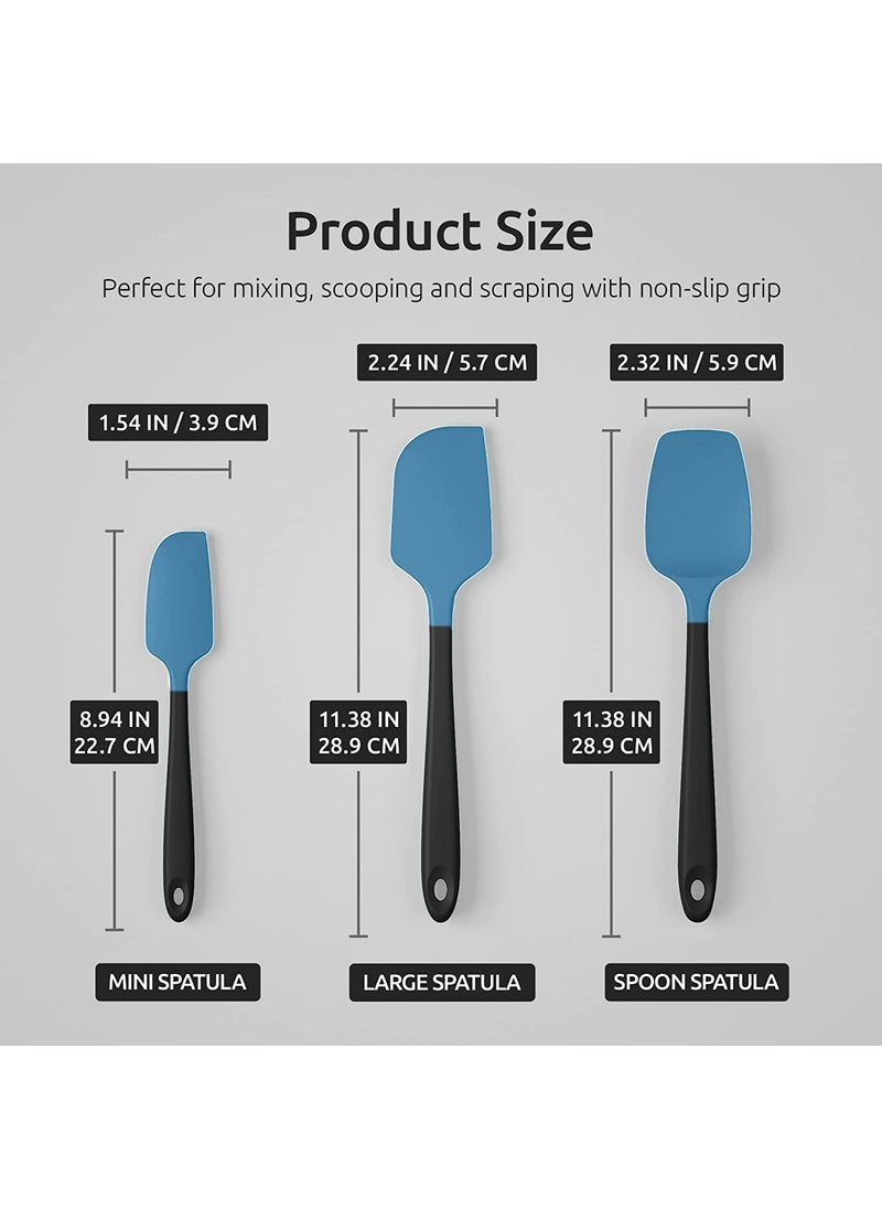 Trifecta Trifecta Silicone Spatula Set 480F High Heat Resistant Nonstick Small and Large Kitchen Spatulas Utensils for Cooking Set of 3Blue  - Image 2
