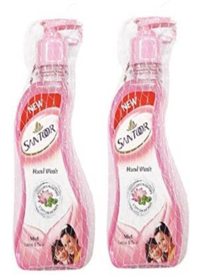santoor Classic lotus and Tulsi HANDWASH Pump Bottle (pack of 2) Hand Wash Pump Dispenser (2 x 215 ml) - Image 1