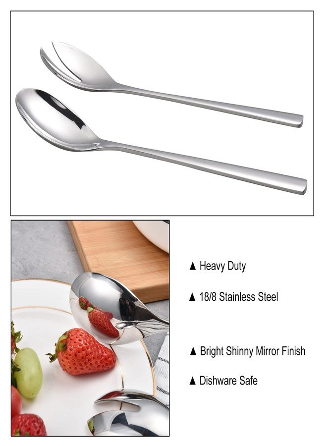 IMEEA Salad Servers 18/8 Stainless Steel Salad Serving Set Salad Fork and Spoon, 10-Inch - Image 4