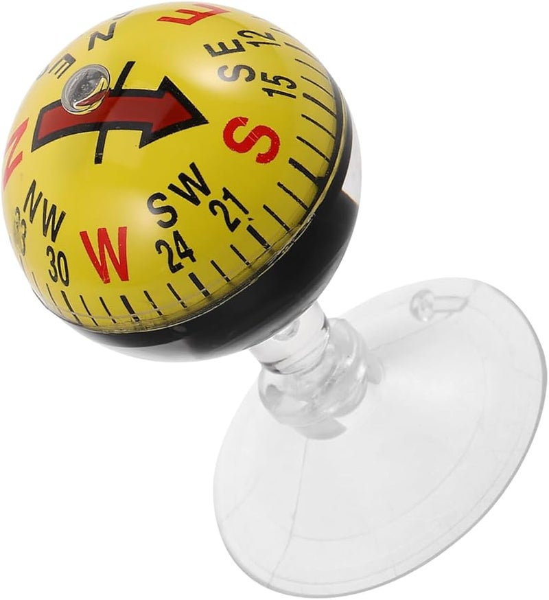 Black Automotive Dashboard Compass with Suction Cup Mount for Hiking Marine Use - Image 2