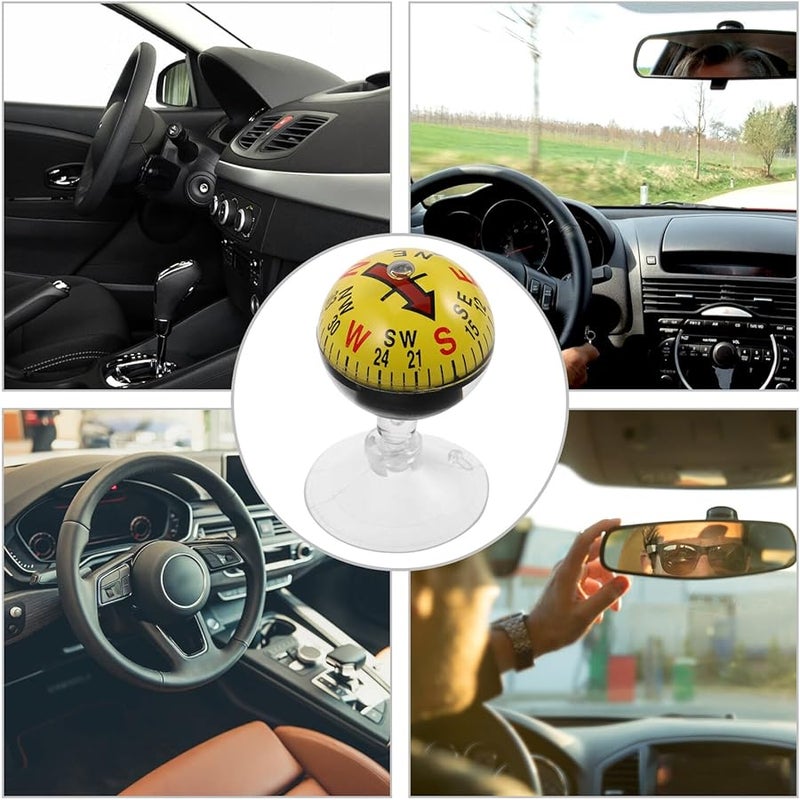 Black Automotive Dashboard Compass with Suction Cup Mount for Hiking Marine Use - Image 4