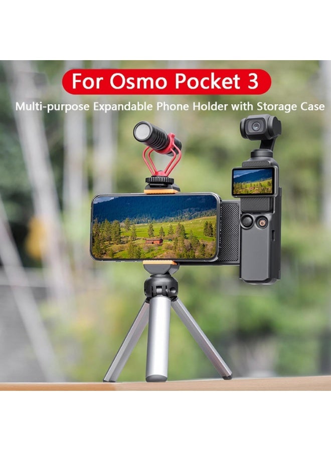 سني لايف حامل هاتف متوافق مع DJI OSMO Pocket 3، مزود ببرغي لولبي 1/4 بوصة وحامل توسعة للهاتف والميكروفون وحامل ثلاثي القوائم، محول تمديد لـ Osmo Pocket 3 مع واجهة Cold Shoe (مشبك واحد). - Image 2
