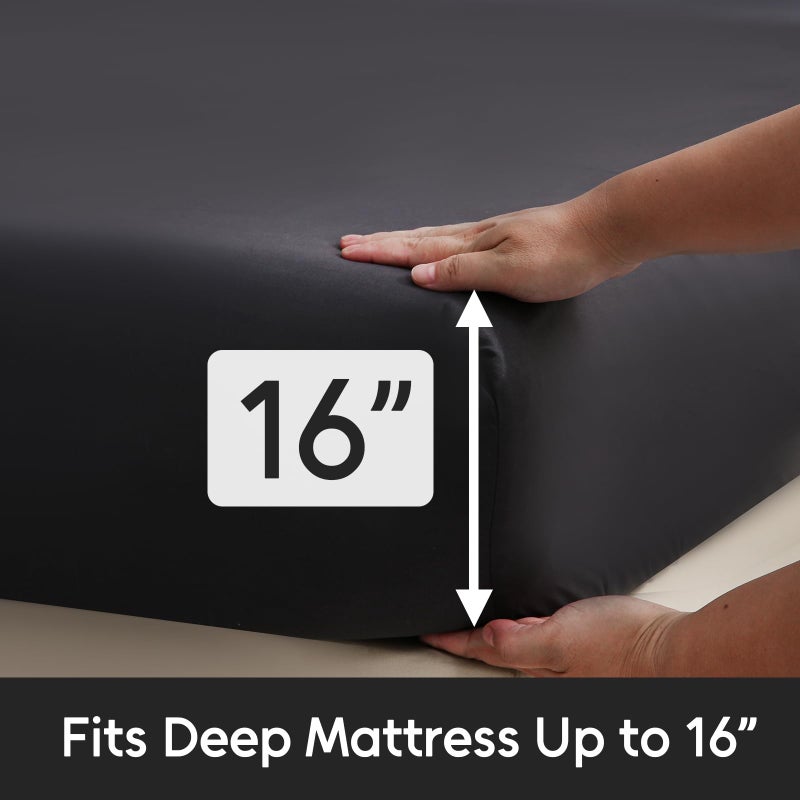 LONAVA Flower Queen Size 6 Pcs Sheet Set, Breathable Microfiber Deep Pocket Black Fitted Sheets, Comfy & Breathable Patterned Flat Sheets,4 Gentle Soft Pillowcases, Midnight Blossoms - Image 4