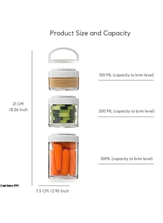 جرين تايجر حاويات تخزين طعام قابلة للتكديس وإعادة الاستخدام مع أغطية، برطمانات محكمة الإغلاق، سعة 100 و200 و300 مل، مانعة للتسرب، محكمة الإغلاق، مثالية لتحضير الوجبات الخفيفة، طعام الأطفال، الفواكه والخضراوات، السفر، المكتب، المكسرات، والنظام الغذائي (أبيض) - Image 5