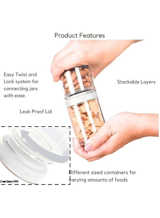 جرين تايجر حاويات تخزين طعام قابلة للتكديس وإعادة الاستخدام مع أغطية، برطمانات محكمة الإغلاق، سعة 100 و200 و300 مل، مانعة للتسرب، محكمة الإغلاق، مثالية لتحضير الوجبات الخفيفة، طعام الأطفال، الفواكه والخضراوات، السفر، المكتب، المكسرات، والنظام الغذائي (أبيض) - Image 3